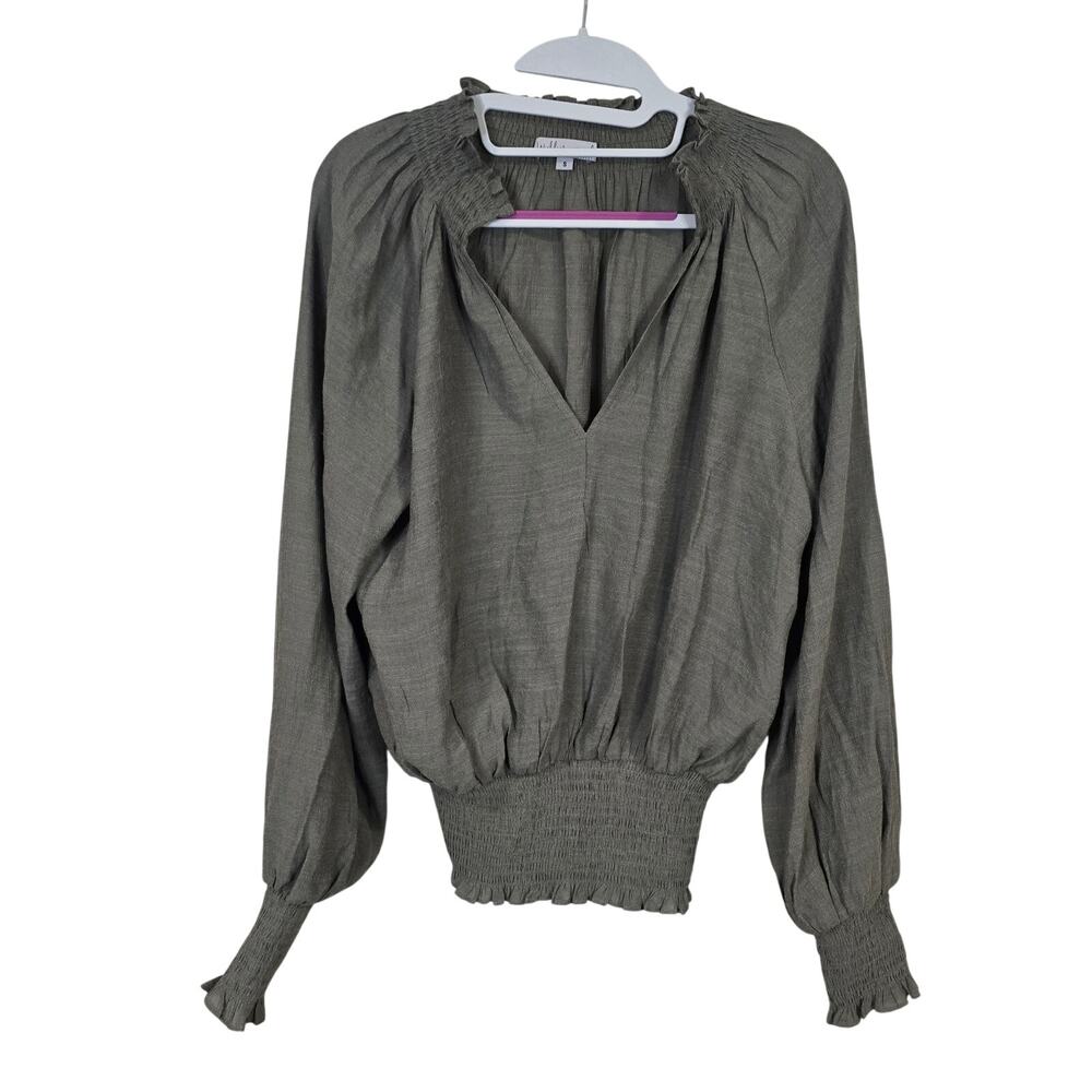 Women's Wishlist Apparel Lightweight Green Smocked Waist Blouse | Size Small